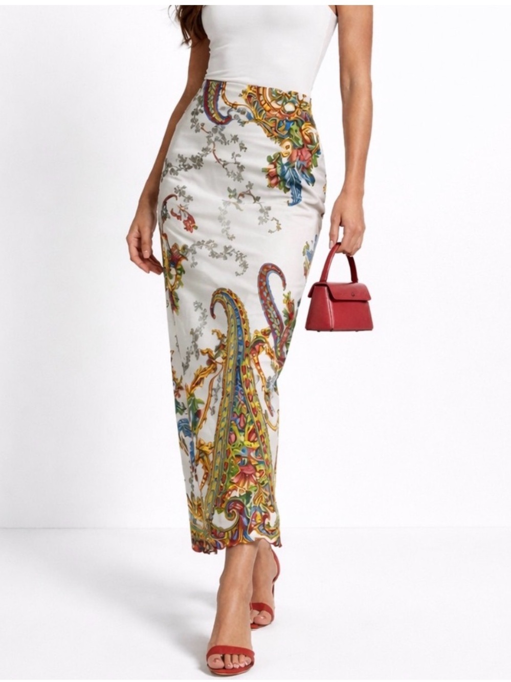 Yigal Azrouël Printed Silk-Feel Midi Skirt